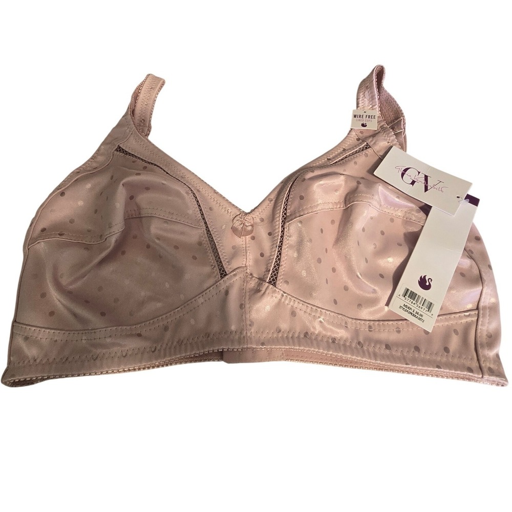 🆕️ NWT - Gloria Vanderbilt Womens Pink Polka Dot Wire Free Lined Bra 42D